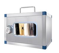 CRYSEU Phone Lock Box, Stainless Steel Storage Cabinet for Cell Phones, Two Ways to Place,Wall-Mounted or Portable(22x19.5x15cm/9x8x6in)