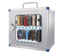 CRYSEU Phone Lock Box, Stainless Steel Storage Cabinet for Cell Phones, Two Ways to Place,Wall-Mounted or Portable(30x19.5x27cm/12x8x11in)