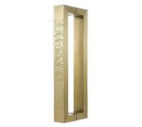 CRYSEU Rectangular Door Handle with Pattern Carving Double-Sided, Rustic Commercial Door Pull Handles, Heavy Duty Hardware Set(Gold,42.5cm/16 3/4in)