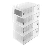 CRYSEU Secure and Portable Acrylic Phone Storage Cabinet with Lock, Transparent, for Company, Factory, School, Conference Room, Coal Mine(28x19x42cm/11x7.5x16.5in)