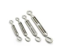 CRYSEU Turnbuckle Wire Tensioner, 1pcs M4/M5/M6/M8 304SS Turnbuckle Bolt Hook Rigging Eye Screw Wire Rope Tensioning Tightener Tight Connector,(O to O,M4)