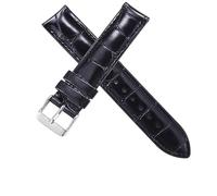 CRYSEU Watch Straps, Men's and Women's Leather Strap 13 mm 14 mm 16 mm 17 mm 18 mm 19 mm 20 mm(Blackcrocodilesilver,18mm)