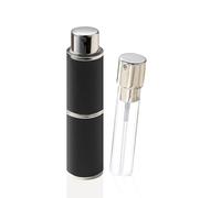Cryslora Perfume Atomiser, Rotary Press Leather Refillable Perfume Bottle, High-end Portable Dispenser Bottle for Gift or Traveling, 8 ml (Black)