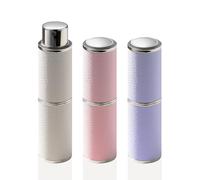 Cryslora Perfume Atomiser, Rotary Press Leather Refillable Perfume Bottle, High-end Portable Dispenser Bottle for Gift or Traveling, 8 ml (White,pink,purple)