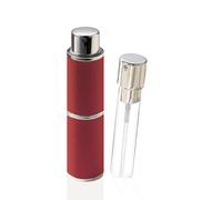 Cryslora Perfume Atomiser, Rotary Press Leather Refillable Perfume Bottle, High-end Portable Dispenser Bottle for Gift or Traveling, 8 ml (Red)