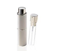 Cryslora Perfume Atomiser, Rotary Press Leather Refillable Perfume Bottle, High-end Portable Dispenser Bottle for Gift or Traveling, 8 ml (White)
