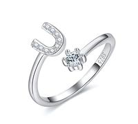 CRYSLOVE Adjustable Initial Letter Ring for Women Girls 925 Sterling Silver A-Z Stackable Alphabet Rings Bridesmaid Gift