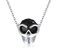 CRYSLOVE Halloween Gifts Womens Mens Gothic Punk Skull Necklace Skull Head Crystal Pendant From Austria Jewellery Christmas Birthday Gifts for Girls Boys
