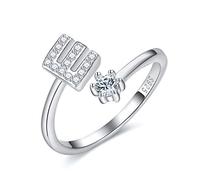 CRYSLOVE Mother's Day Gifts Adjustable Initial Letter Ring for Women Girls 925 Sterling Silver A-Z Stackable Alphabet Rings Bridesmaid Gift
