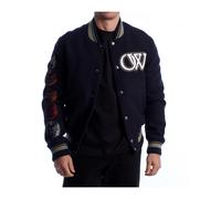 Cryst Moon Phase Varsity Jacket- male- Off White- Bomber Jackets- Blue- M- Jackets M