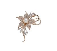 Crysta Rhinestone Flower Brooch for Women - Pearl Brooches Corsage Austrian Crystal Brooch Badge Pin Wedding Party Suitable for Dress Shirt Suit Sweater Coat Jewellery Gift