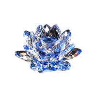 Crystal 13CM Sapphire Blue Crystal Lotus Flower Feng Shui Home Decor with Gift Box