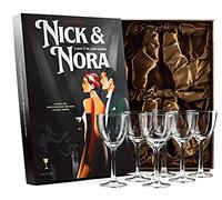 Crystal 150 ml Retro Nick and Nora Coupe Glasses | Set of 6 | Vintage Bar Glassware for Martini, Manhattan, Cosmopolitan, Classic Cocktail Drinks | Small Drinking Coups with Long Stems