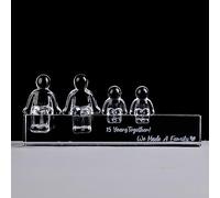 Crystal 15th Anniversary Wedding Gifts for Her,15 Years for Him Husband 15 Years Together We Made A Family Glass Ornament (2 Children)