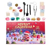 Crystal -24 Boxes, Stone Grave Set, Gemstone Crucible Disc Cover Set, Funny Christmas Countdown Gift | Christmas Activity Calendar