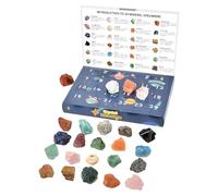 Crystal - 24 Days Gem Stone Surprise Set for Christmas Countdown, Seasonal Holiday Favors with Natural Rocks and Minerals, Fun Educational Gift for Collectors, Families