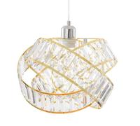 Crystal 3 Tier Interlocking Lamp Shade 31cm Gold Finish Elegant Chandelier Style Light Shade with Faceted Droplets Easy Fit for Ceiling Pendant (2)