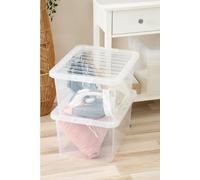 - Crystal 35L Clear Plastic Storage Box with Lids Stackable Heavy Duty Transparent Containers, Multiuse Storage Solution for Home, Office, Garage, Clothes, Tools, Decorations Easily