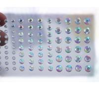 Crystal AB Clear Self Adhesive Acrylic Rhinestones 3 Sizes 4mm 6mm 8mm Plastic Face Gems Stick On Body Jewels Hair Crystals for DIY Cards and Invitations Crafts Bling Sticker - 5 Sheets - 480PCS