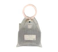 Crystal Accented Bag with Rhinestones and Resin Handle Handwoven Organiser for Parties Shopping and Everyday Use Woven Bag