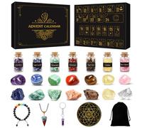 Crystal Advent Calendar 2025, 24 Days Christmas Calendar Countdown with Natural Gemstones and Chakra Crystals, Christmas Healing Crystal Set, Advent Calendar Gift for Adults Women Men