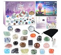 Crystal Advent Calendar 2025, 24 Days Christmas Countdown Natural Chakra Healing Stone Rock Spiritual Gifts for Adult Women, Novelty Minerals Fossils Learning Collection Kit for Boys Girls Teens