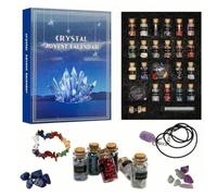 Crystal Advent Calendar 2025, 24 Days of Natural Crystals Minerals Rocks Festivals Birthday Countdown Calendar, Contain Gemstone Ornament Natural Crystals Chips Bottles Gift Set for Witch Beginners