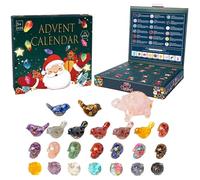Crystal Advent Calendar 2025, 24 Natural Healing Gemstones & Minerals Countdown Set, Resin Rock and Crystal Display, Christmas Advent Gift for Collectors & Crystals Lovers