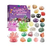 Crystal Advent Calendar 2025, Christmas Countdown Calendar For Kids, 21pcs Natural Gemstone And 3 Crystal Growing Kit, Rock Collection Lovers Gift