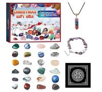 Crystal Advent Calendar 2025 Christmas Countdown Calendar with 24 Gems, An Amethyst Bracelet, An Amethyst Necklace, and A Tarot Tablecloth for Both Kids & Adults, Rock Collection, Mini Gem Dig Kit