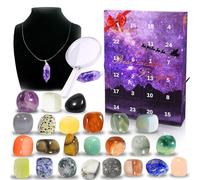 Crystal Advent Calendar 2025 for Kids, 24 Natural Gemstones & Healing Stones Advent Calendar with Geographic Gemstone Rocks and Minerals - Christmas Countdown Gift for Boys, Girls, Teens & Adults