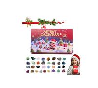 Crystal Advent Calendar, 24 Day Natural Gemstone Collection for Geology Learning, Christmas Countdown Gift for Kids and Teens
