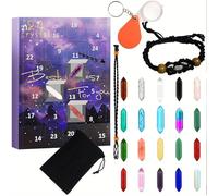 Crystal Advent Calendar Kit 24 Days Gemstones Christmas Countdown Calendar for Learning Collection (Stone, Necklace & Bracelet Holder), Style 2, Home Décor
