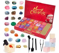 Crystal Advent Calendars 2025, Interactive Digging Crystal Natural Gemstone Kit 24 Days Christmas Countdown Calendar for Adult - Collection Crystal Countdown Calendar 2025 For Kids Adults