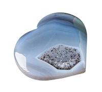 Crystal Agate Geode Heart For Decor - Raw Palm Stone, Healing Pocket Crystals, Decorative Love Stone Sculpture | Home Collections Crystal Decor For Living Room Office Car Spiritual Energy