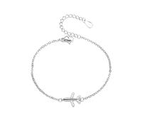 Crystal Airplane Bracelets Minimalist Unique Charm Aircraft Fly Plane Airline Chic Rhinestone Adjustable Bracelet for Women Men Stewardess Pilots Flight Attendants Birthday Holiday Christmas Jewelry