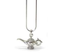 Crystal Aladdin Genie Magic Lamp Pendant Necklace, Crystal