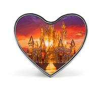 Crystal Amber Castle Lapel Pin Heart Enamel Pins Funny Brooch Pin Cute Backpack Pins Fashion Jewelry Accessories for Backpacks, Hats, Bags, Adults