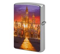 Crystal Amber Castle Lighter Case Classic Pocket Lighter Cover Windproof Flip-Top Metal Lighters Sleeve Double-Sided Lighters Covers for Men Women