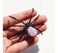 Crystal Amethyst Spider Glass Insect: Table Black Metal Art Collectible Figurines Halloween Decor Crystal House Statue Ornament Sculpture Gift