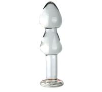 Crystal Anal Beads, Glass Butt Plug Sex Toy G-spot Clitoris Vaginal Personal Massage Stimulation, Clear Wand Anal Trainer Anus Expander for Men/Women Masturbation (16CM)