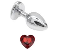 Crystal Anal Plug Heart Shape Buttplug Stainless Steel Anus Sex Toys for Women Men Orgasm DiIdo Ass Prostate Gay Adult Products(Red,M)