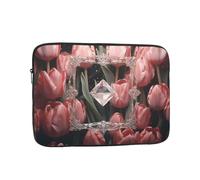 Crystal and pink tulips Printing 12 inch Laptop Case Essential Accessory for Commuting and Office Use
