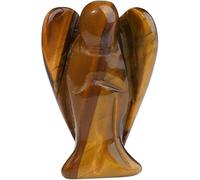 Crystal Angel Figurine - Gemstone Guardian Ornament for Spiritual & Positive Energy - Reiki Stone for Men & Women - Natural Healing Power Pocket Guardian Angels - 2 inch (TIGER EYE)