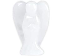 Crystal Angel Figurine - Gemstone Guardian Ornament for Spiritual & Positive Energy - Reiki Stone for Men & Women - Natural Healing Power Pocket Guardian Angels - 3 inch (Selenite)