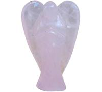 Crystal Angel Figurine - Gemstone Guardian Ornament for Spiritual & Positive Energy - Reiki Stone for Men & Women - Natural Healing Power Pocket Guardian Angels - 2 inch (ROSE QUARTZ)