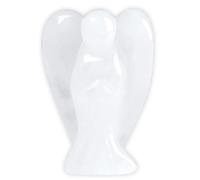 Crystal Angel Figurine - Gemstone Guardian Ornament for Spiritual & Positive Energy - Reiki Stone for Men & Women - Natural Healing Power Pocket Guardian Angels - 2 inch (SELENITE)