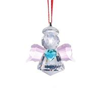 Crystal Angel Suncatchers Hanging Ornament Clear Crystal Sun Catcher with Hanging Chain for Windows, Christmas Tree, Car Rearview Mirror, Wedding Decor, Xmas DIY Gift (Pink)