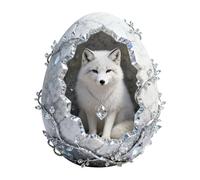 Crystal Animal Christmas Ornaments, 8cm Acrylic Pendant Collection with Arctic Fox, Panda, Penguin, Ferret and Otter Designs, Xmas Tree Hanging Decorations (White)