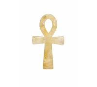 Crystal Ankh Cross Decor 10cm Polished Stone Egyptian Symbol Figurine for Home Altar Shelf Desk Quartz Amethyst Obsidian Citrine Gift (Yellow Hematoid Quartz AA)